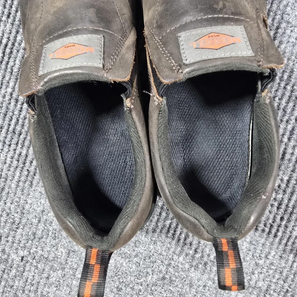 Merrell Jungle Moc Work Shoes Mens Size‎ 8.5 Brown Slip-On Safety Toe J099319